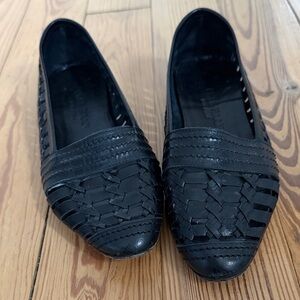 Cole Haan Classic Black Woven Leather Ballet Flats / Loafers